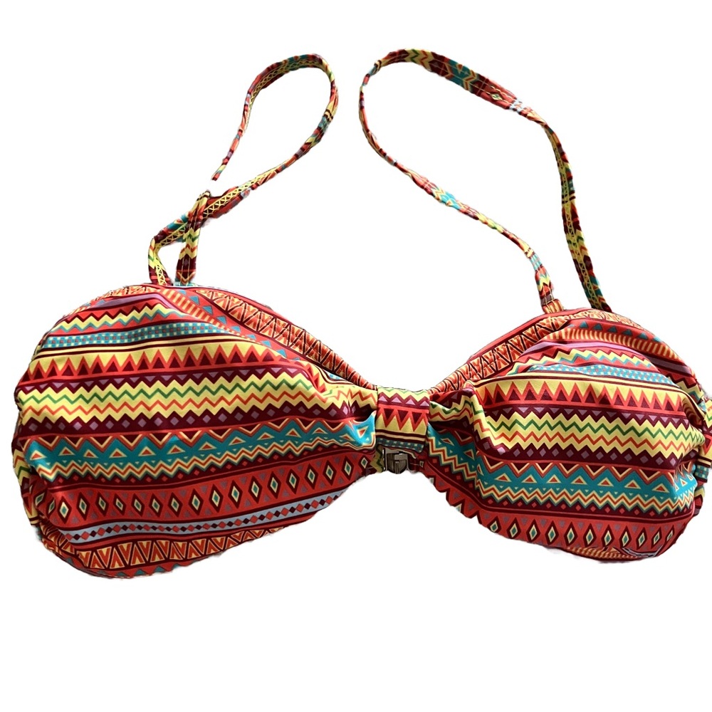 Multicolor Ethnic Print Bandeau Bikini Set - Picture 3 of 15